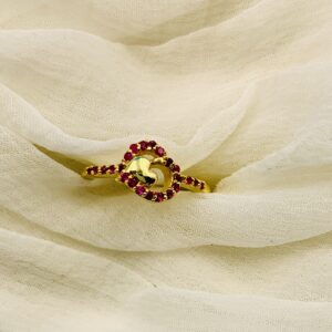 Gold Plated Heart Ring with Pink CZ Stones – 925 Silver Promise Ring for Women, Dainty Love Jewelry