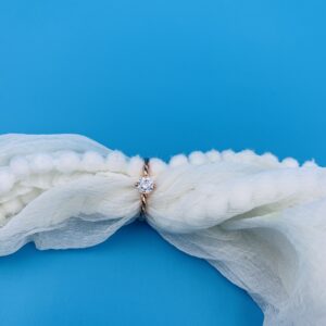 925 Silver Rose Gold Plated Twisted Band Ring | Solitaire CZ Engagement Ring | Dainty Minimalist Promise Ring for Her