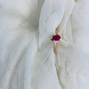 925 Sterling Silver Red CZ Ring | Twisted Gold-Plated Band | Elegant Solitaire Statement Ring for Women