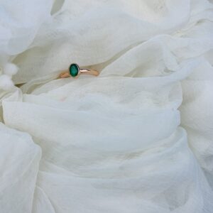 925 Silver Green CZ Ring | Minimalist Gold Plated Band | Dainty Solitaire Ring for Women