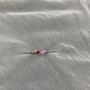 925 Sterling Silver Double Heart Ring | Red & Pink CZ Two Stone Ring | Adjustable Promise Ring | Romantic Gift for Her