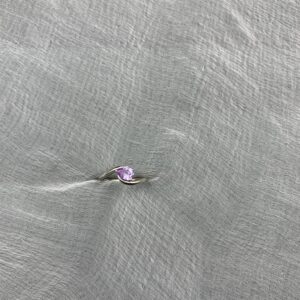 925 Sterling Silver Purple CZ Solitaire Ring | Dainty Minimalist Promise Ring | Stackable Birthstone Jewelry Gift for Her