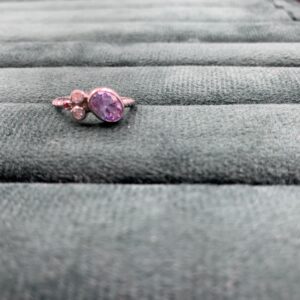 925 Sterling Silver Purple Oval CZ Ring | Dainty Side Accent Promise Ring | Minimalist Stackable Jewelry Gift for Her