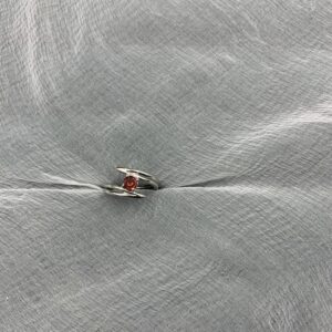 Sterling Silver Red Gemstone Ring, Modern Open Band Jewelry, Dainty Adjustable Ring, Unique Gift for Women