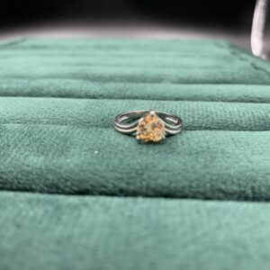 925 Sterling Silver Champagne CZ Ring | Heart-Shaped Yellow Solitaire Ring | Dainty Promise Ring | Elegant Gift for Her