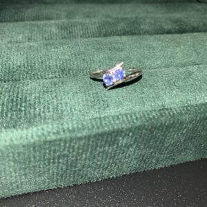 925 Sterling Silver Three Stone Blue CZ Ring | Past Present Future Promise Ring | Elegant Anniversary Gift for Her